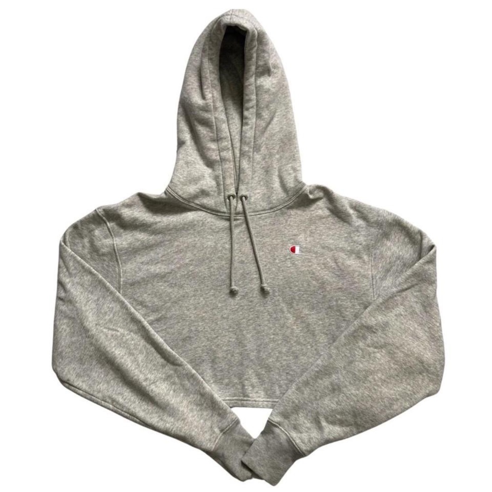 Gray Cropped Champion Hoodie